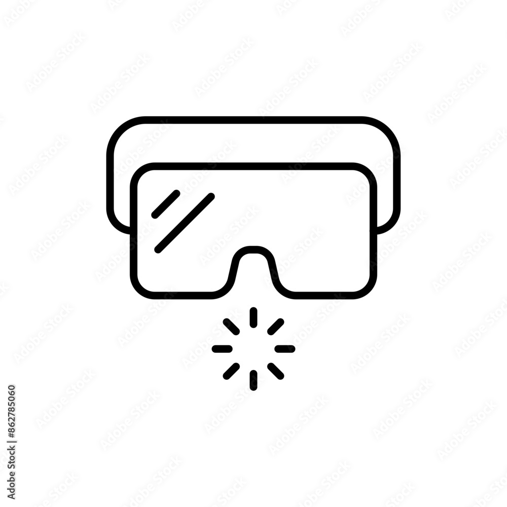 Fototapeta premium laser cutting glasses outline icons, minimalist vector illustration ,simple transparent graphic element .Isolated on white background
