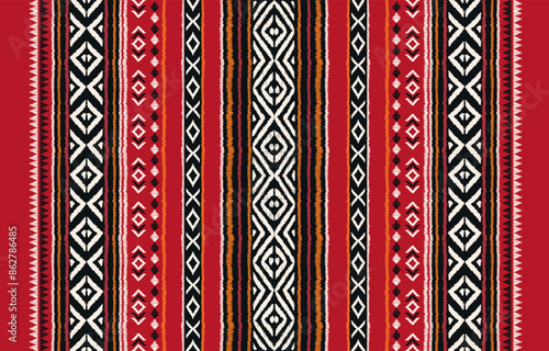 Ethnic ikat seamless pattern in tribal. Geometric ethnic ornament print. Ikat pattern style. Design for background, carpet,wallpaper,clothing,wrapping,batik,fabric,Vector,illustration,embroidery.
