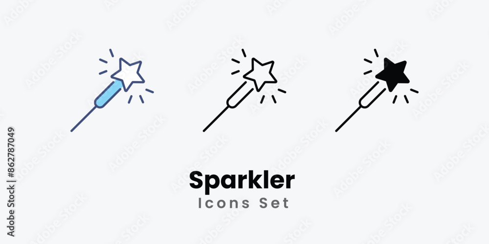 Naklejka premium Sparkler icons vector set stock illustration 