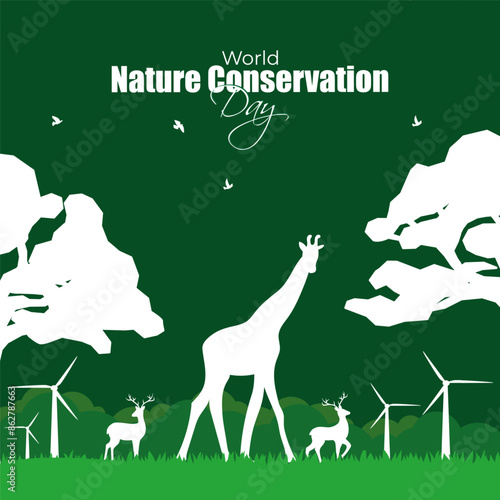 Vector illustration of World Nature Conservation Day social media feed template