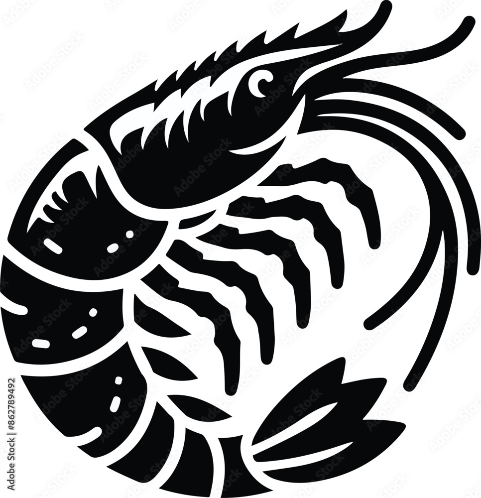 Fototapeta premium shrimp fish silhouette vector illustration