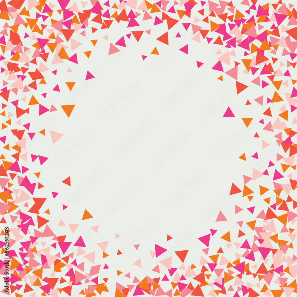 Obraz premium Frame of colored triangles abstract geometric pattern. Can be used as poster, banner, border, background, wallpaper, card, print, web. Vector illustration.