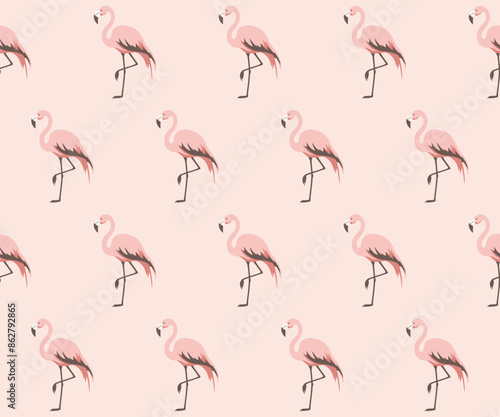 Różowe flamingi. Wzór bezszwowy. Letnie tło.