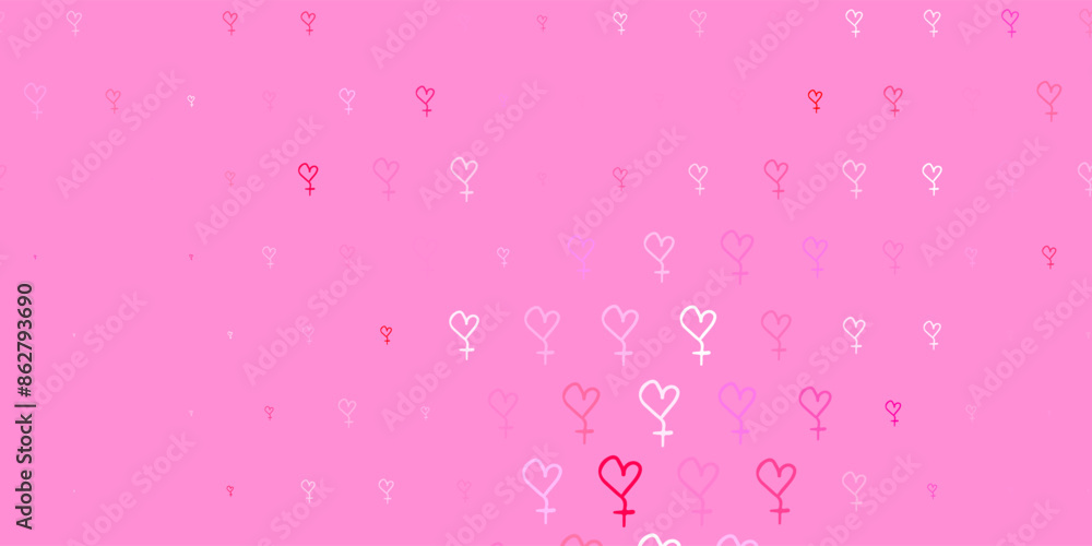 Light Pink vector backdrop with women power symbols. Light Pink vector backdrop with women power symbols.