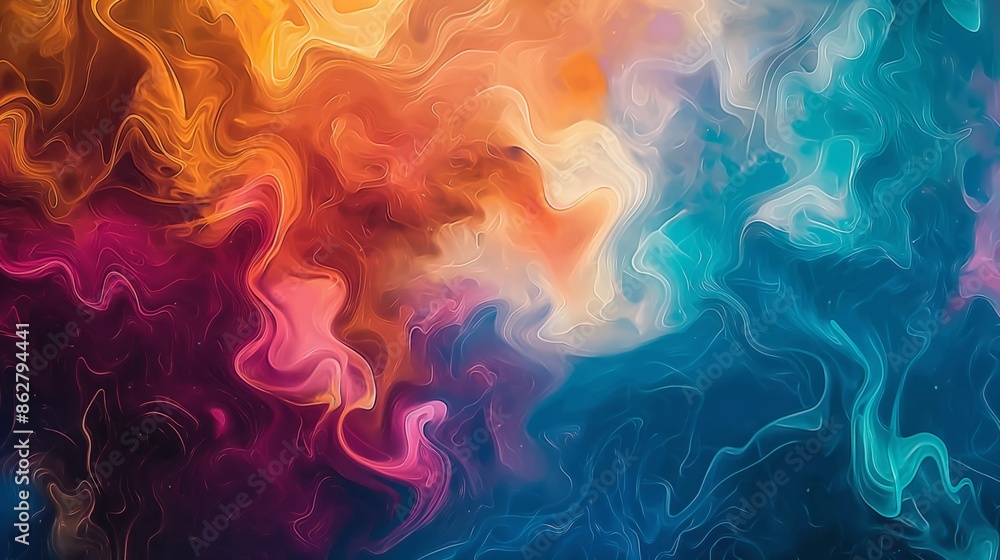 A close up of a colorful smoke painting on a dark background, capturing the mesmerizing blend of hues like purple, magenta, and electric blue A close up of a colorful smoke painting on a dark background, capturing the mesmerizing blend of hues like purple, magenta, and electric blue