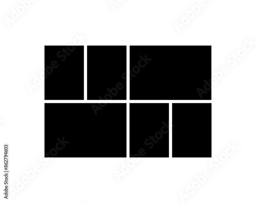 Template of collage 6 frame photos moodboard. picture album board template vector illustration
