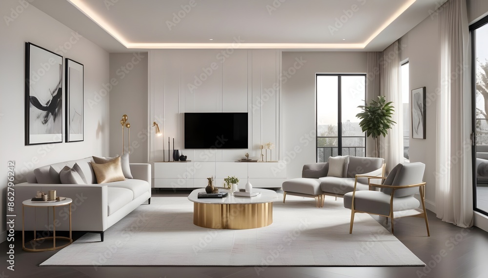 Photo interior modern design room 3d illustration Photo interior modern design room 3d illustration