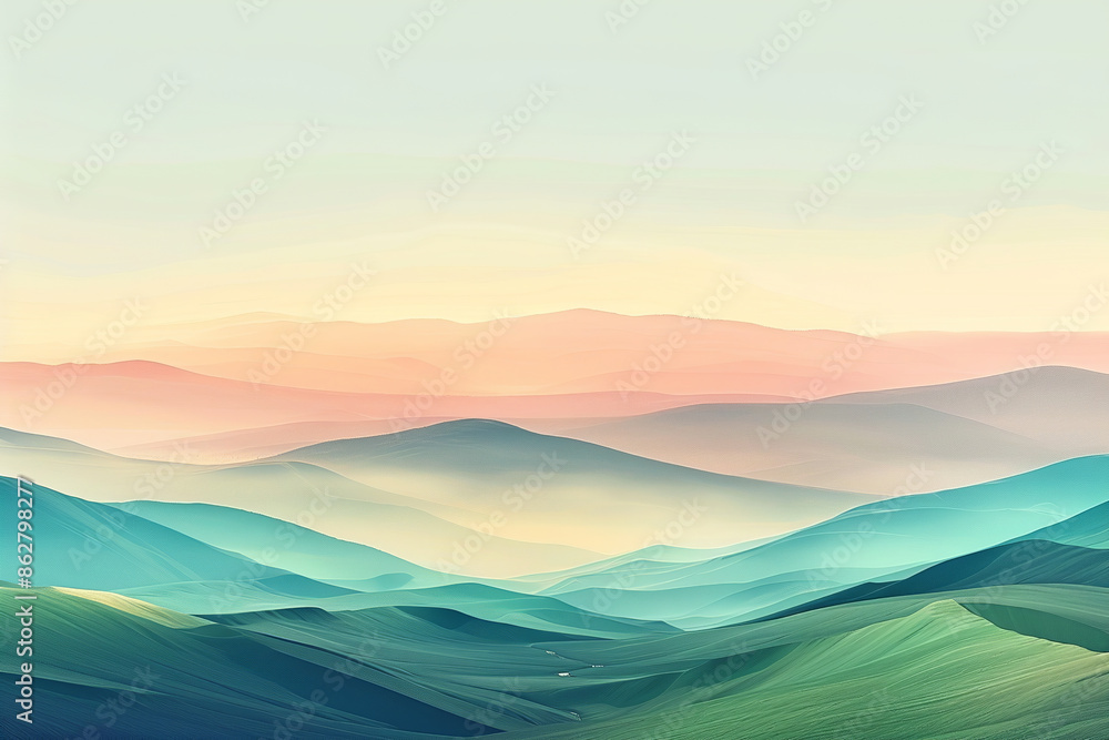 Abstract mountain psychedelic gradient landscape, watercolor painting, blue, pink, green, orange Abstract mountain psychedelic gradient landscape, watercolor painting, blue, pink, green, orange
