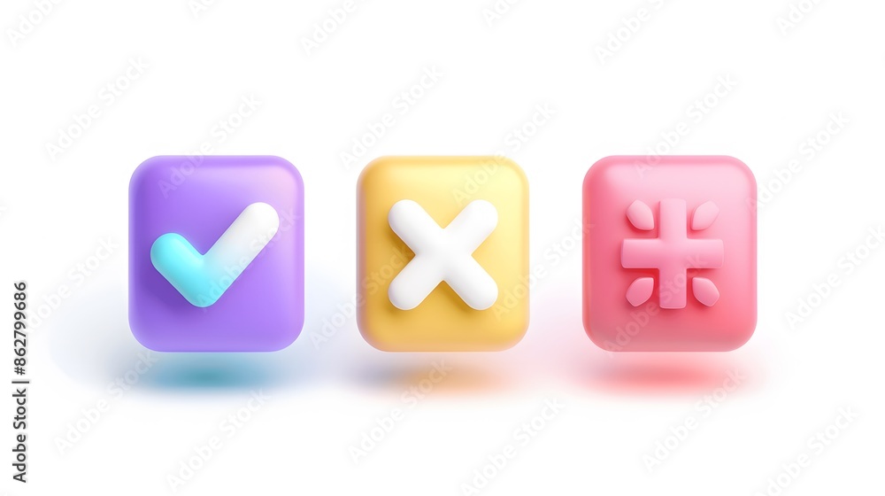 Label set with percent, check mark and discount. App icon. 3D Web Vector Illustrations. White background Label set with percent, check mark and discount. App icon. 3D Web Vector Illustrations. White background