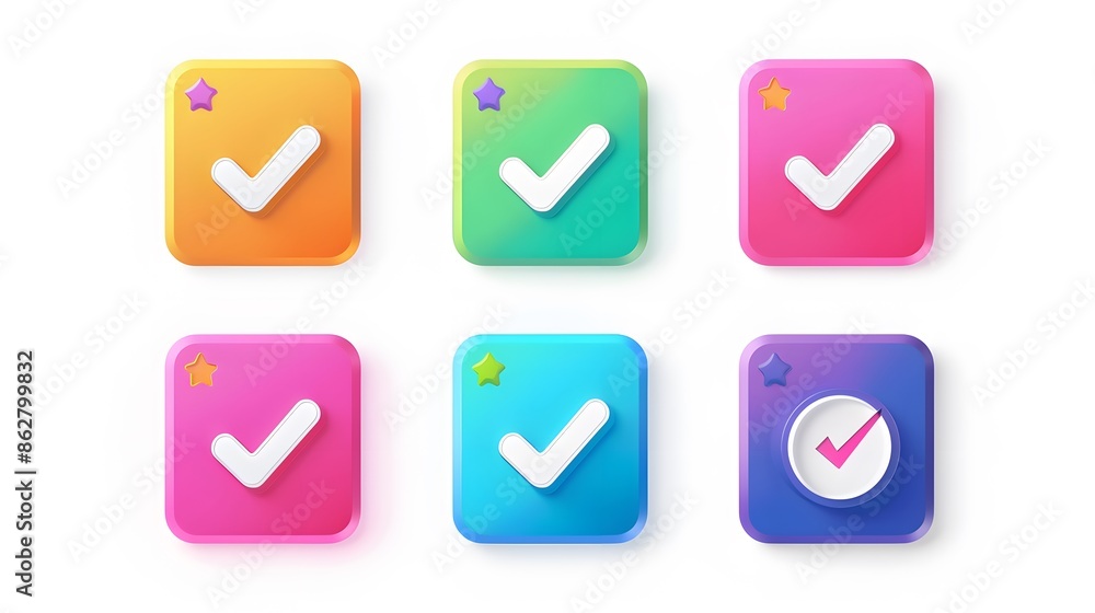 Label set with percent, check mark and discount. App icon. 3D Web Vector Illustrations. White background Label set with percent, check mark and discount. App icon. 3D Web Vector Illustrations. White background