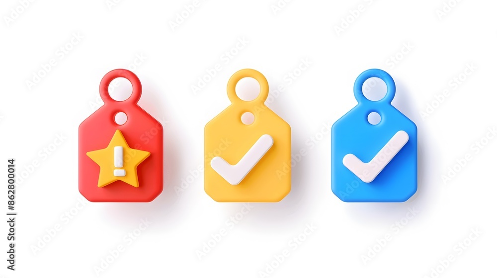 Label set with percent, check mark and discount. App icon. 3D Web Vector Illustrations. White background Label set with percent, check mark and discount. App icon. 3D Web Vector Illustrations. White background