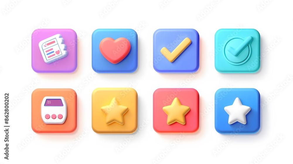 Label set with percent, check mark and discount. App icon. 3D Web Vector Illustrations. White background Label set with percent, check mark and discount. App icon. 3D Web Vector Illustrations. White background
