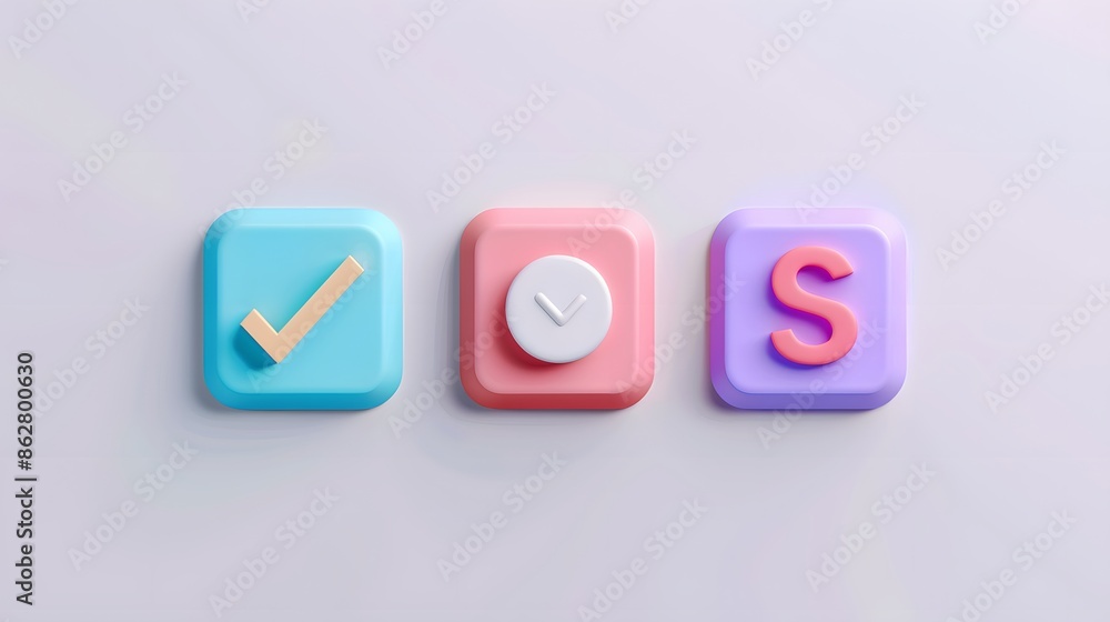 Label set with percent, check mark and discount. App icon. 3D Web Vector Illustrations. White background Label set with percent, check mark and discount. App icon. 3D Web Vector Illustrations. White background