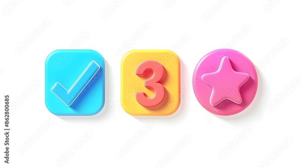 Label set with percent, check mark and discount. App icon. 3D Web Vector Illustrations. White background Label set with percent, check mark and discount. App icon. 3D Web Vector Illustrations. White background