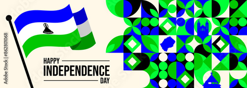 Lesotho Independence Day Flag Banner, can be used for business designs, presentation designs or any suitable designs.

