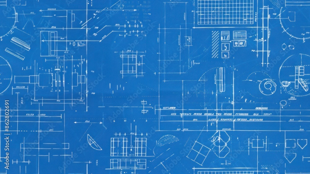 Blueprint Background with Technical Drawings Blueprint Background with Technical Drawings
