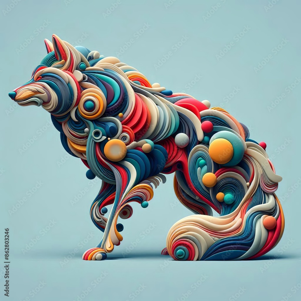 Obraz premium painted wolf on a blue background