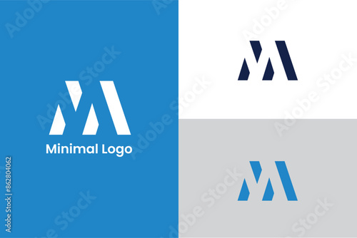 initial letter M negative space logo, letter M N modern iconic logo for finance business, letter M growth chart column logo