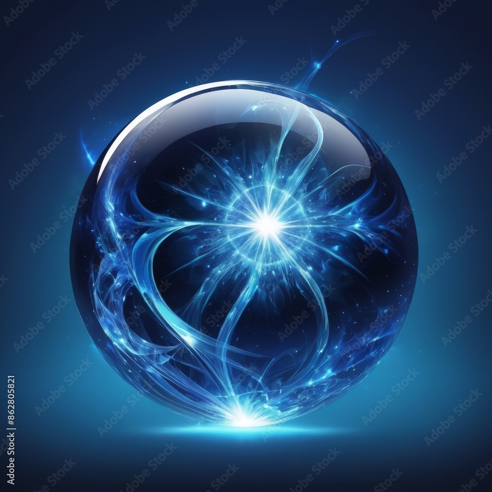 a sphere with a blue light and a white star on it
a sphere with a blue light and a white star on it