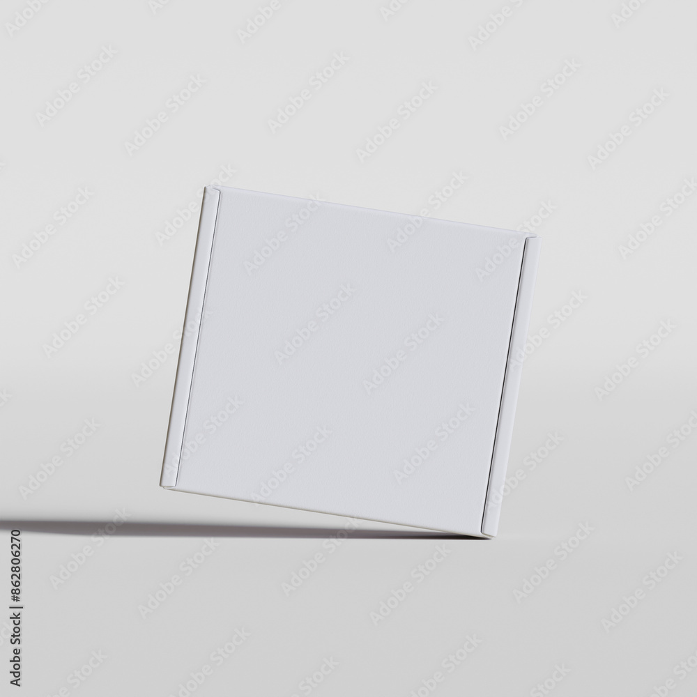 White paper cardboard box isolated on gray background White paper cardboard box isolated on gray background
