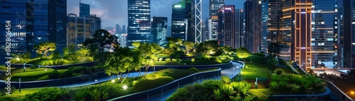 Illuminated Cityscape with ...