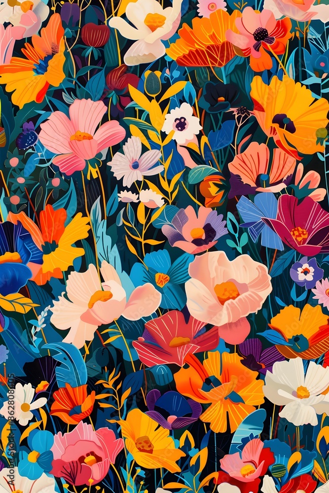 custom made wallpaper toronto digitalVibrant Wildflowers Blooming in a Summer Garden. Generative AI