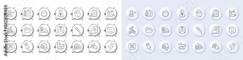 Juice, Device and Time line icons. White pin 3d buttons, chat bubbles icons. Pack of Touchscreen gesture, Delivery bike, Travel path icon. Fingerprint, Money loss, Chemistry pipette pictogram. Vector