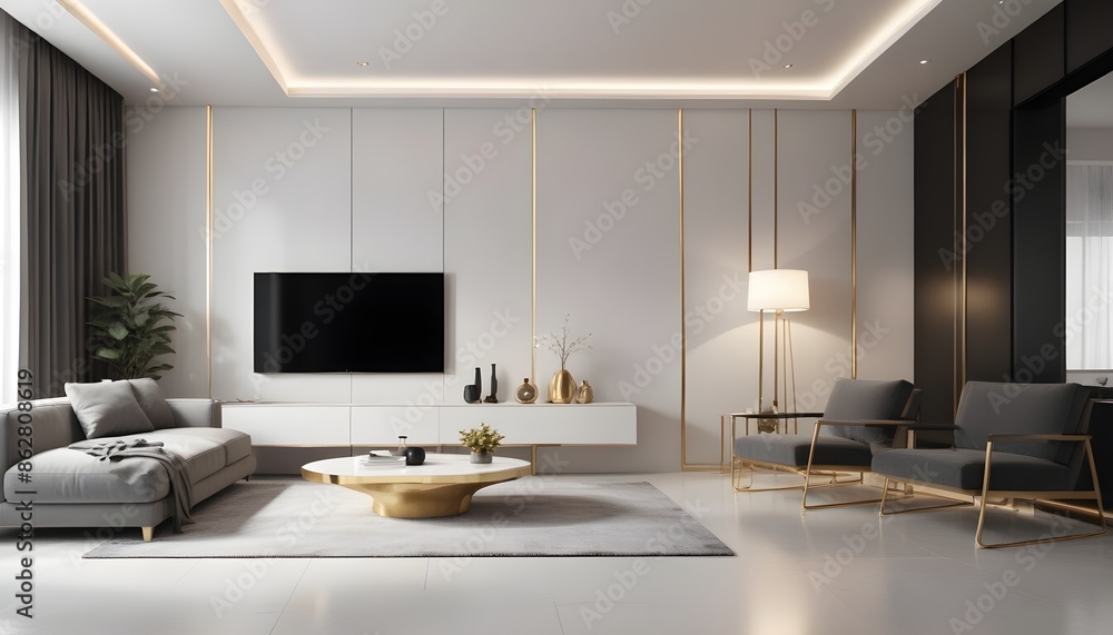 Photo interior modern design room 3d illustration Photo interior modern design room 3d illustration
