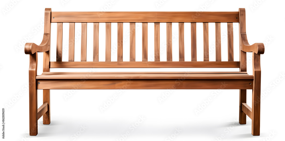 Wooden outdoor bench isolated on white background Wooden outdoor bench isolated on white background