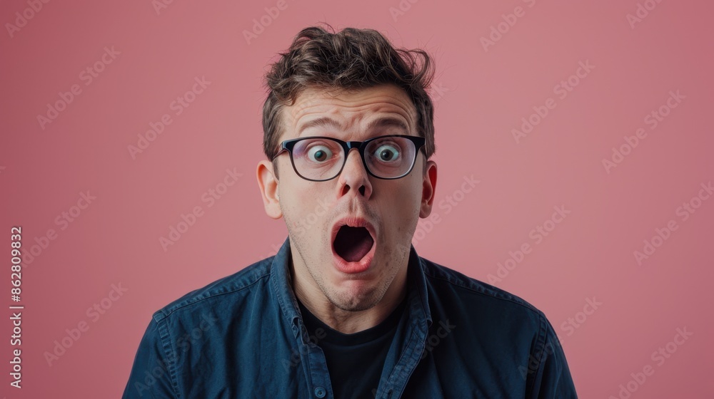 The man with shocked expression The man with shocked expression