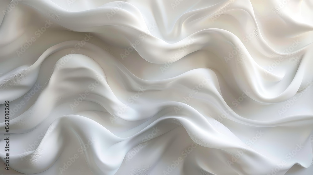 Obraz premium Abstract white waves flow harmoniously with a clean backdrop, creating a minimalistic and serene visual experience