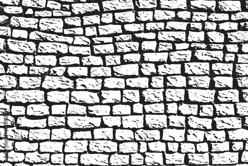 Abstract Black and White Stone Brick Wall Texture