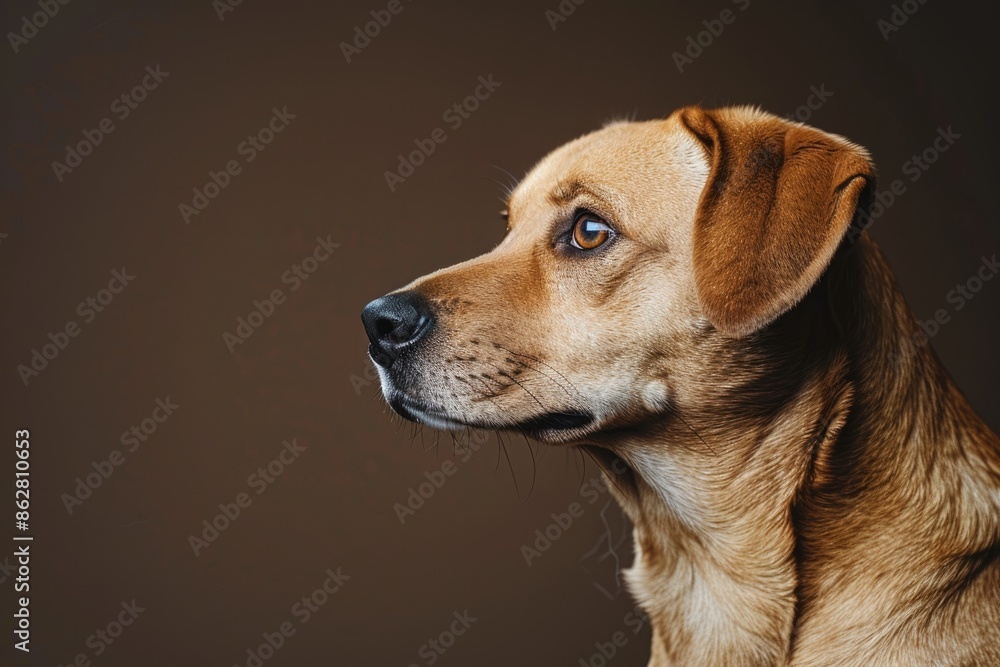 A clear and focused shot of a dog against a single-color backdrop, suitable for creative editing A clear and focused shot of a dog against a single-color backdrop, suitable for creative editing