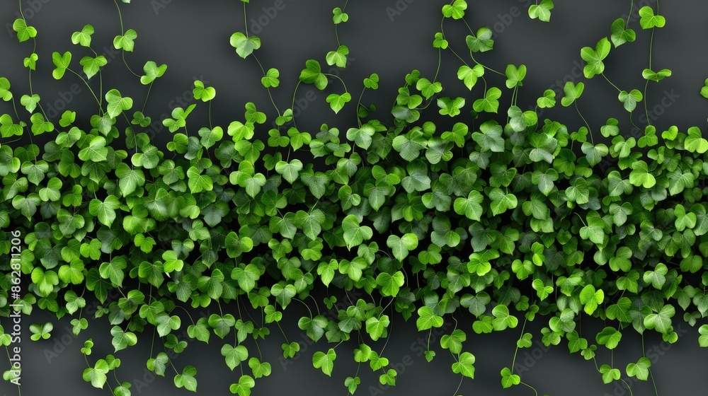 Close-up view of a thick wall of green ivy vines, showcasing the plants lush growth against a gray background SEAMLESS PATTERN Close-up view of a thick wall of green ivy vines, showcasing the plants lush growth against a gray background SEAMLESS PATTERN