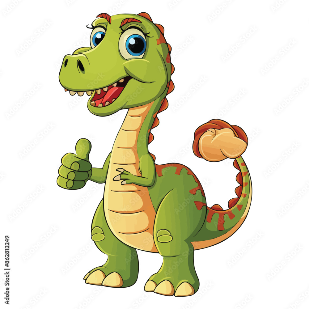 Fototapeta premium vector cute Cartoon dinosaur giving thumb up