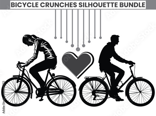 Bicycle Crunch silhouette Abs workout for men. Man in sport outfit doing abs exercises in Training through Body Weight Power gym Bicycle Crunch bundle. All kinds of abdominal training.