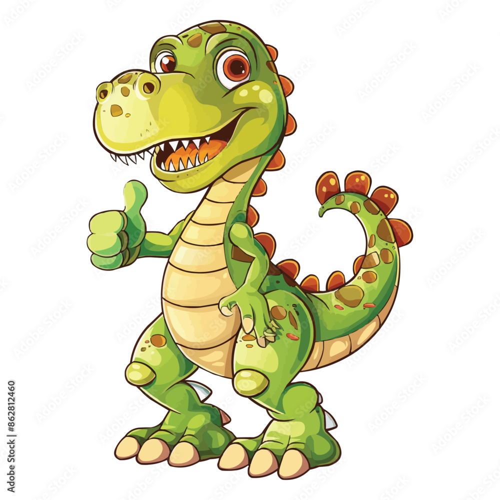 Naklejka premium vector cute Cartoon dinosaur giving thumb up