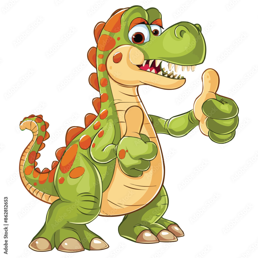 Naklejka premium vector cute Cartoon dinosaur giving thumb up