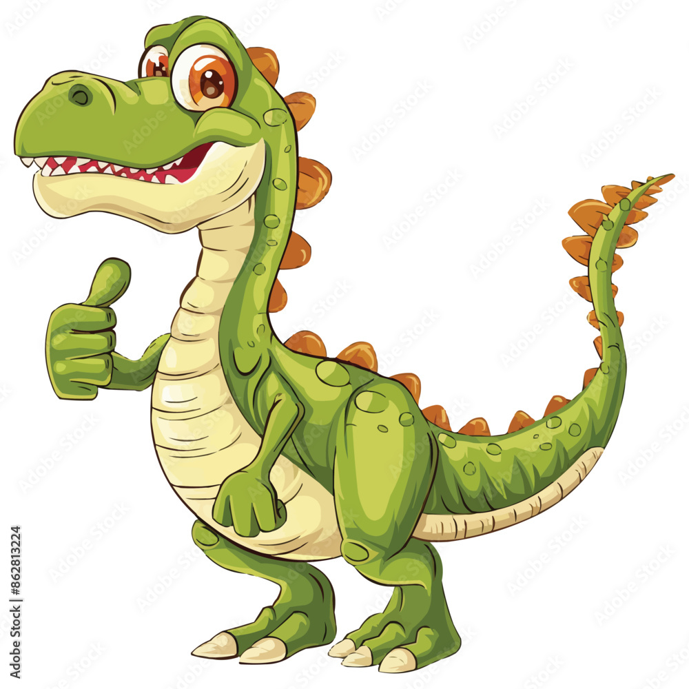 Fototapeta premium vector cute Cartoon dinosaur giving thumb up