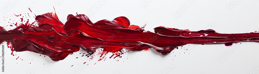 A red line with splatters of paint on it A red line with splatters of paint on it