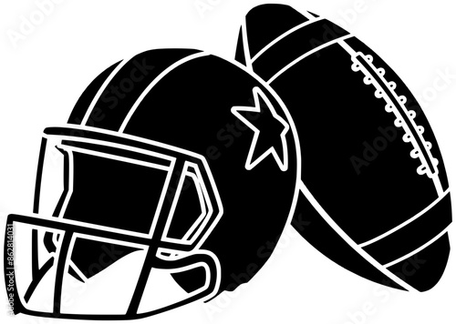football illustration ball silhouette helmet logo sport icon american outline team game super competition bowl background league player play shape touchdown professional uniform for vector graphic