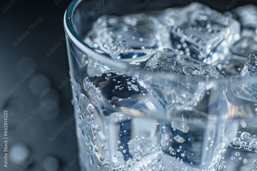 Close up of ice cubes in a glass of water Close up of ice cubes in a glass of water
