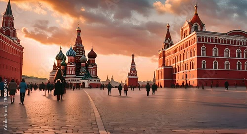 Moscow Red Square at sunset.