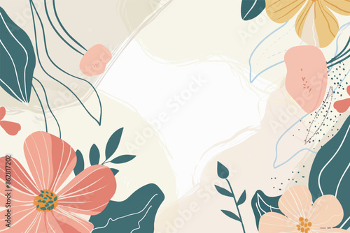 Hand drawn pastel color floral background