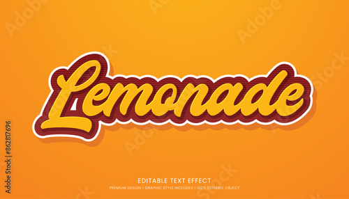 lemonade editable 3d text effect template bold typography and abstract style drinks logo and brand