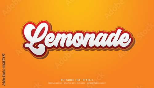 lemonade editable 3d text effect template bold typography and abstract style drinks logo and brand