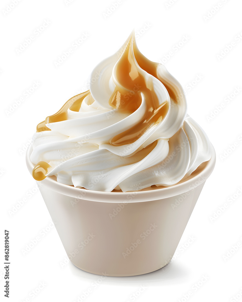 Soft Ice cream with caramel isolated on white background Soft Ice cream with caramel isolated on white background