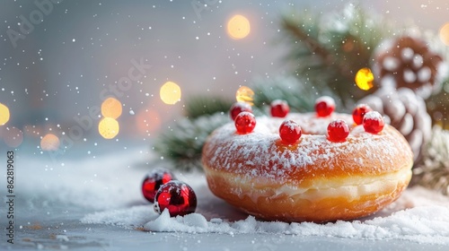 Wallpaper Mural Festive donut in Christmas setting with room for text Torontodigital.ca
