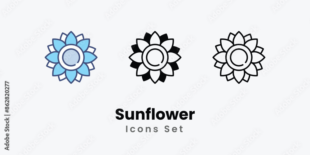 Sunflower icons vector set stock illustration Sunflower icons vector set stock illustration