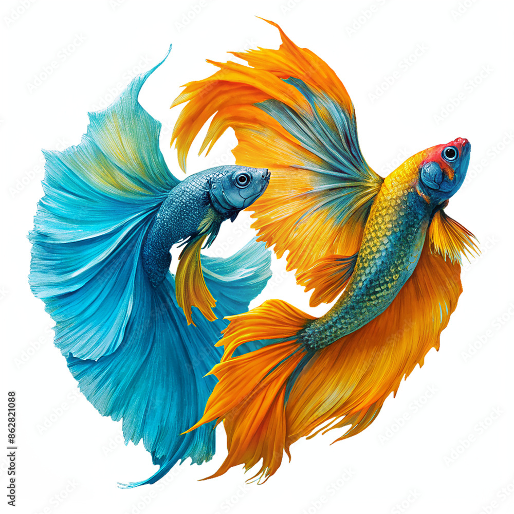 custom made wallpaper toronto digitalTwo beautiful fighting fish isolated background
